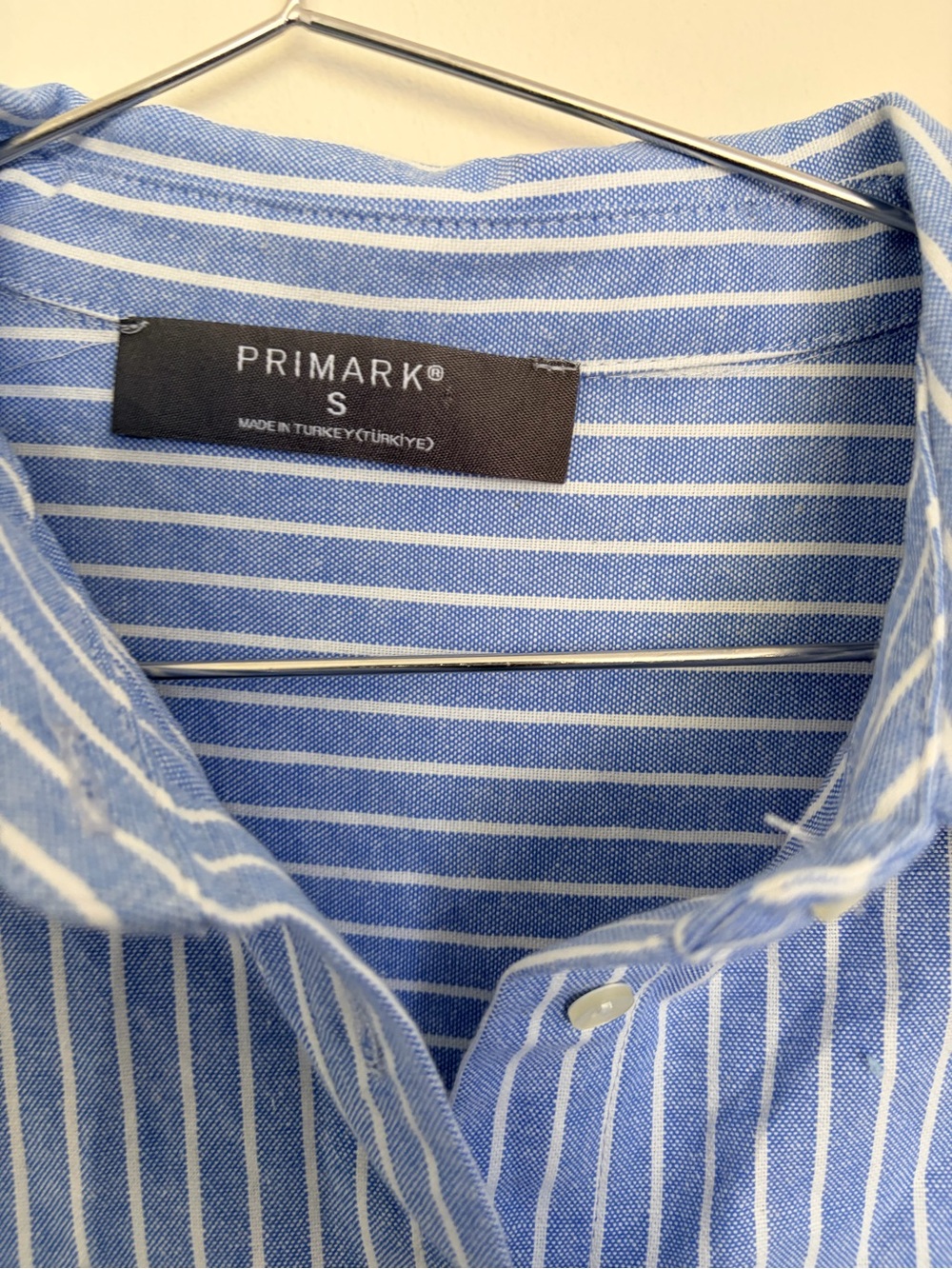 Primark Blue and White Vertical Stripe Button-Down Shirt - Picture 2 of 8
